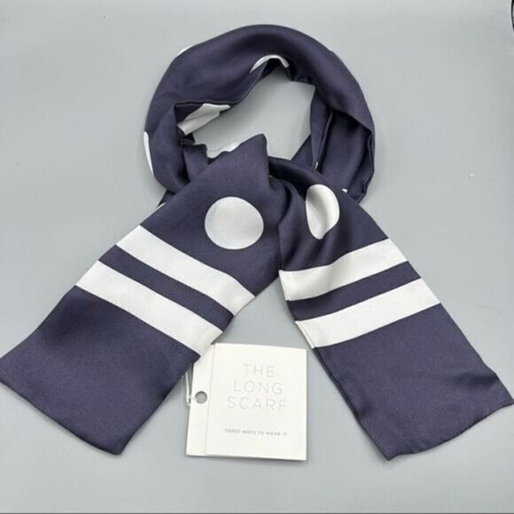 Anne Taylor Loft Silk Polka Dot Long Scarf - Picture 1 of 5